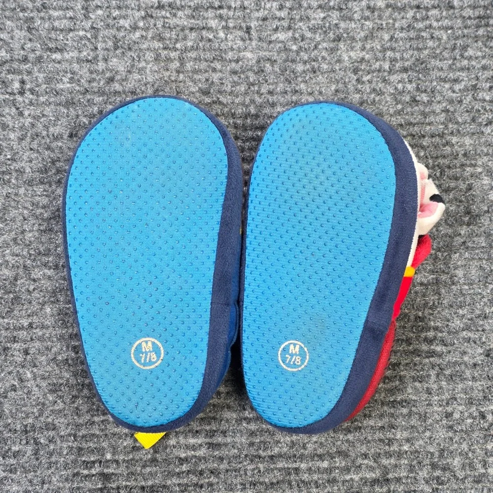 Paw Patrol Chase & Marshall Plush Slippers Boy's Size M 7/8 Blue Red  Slip On